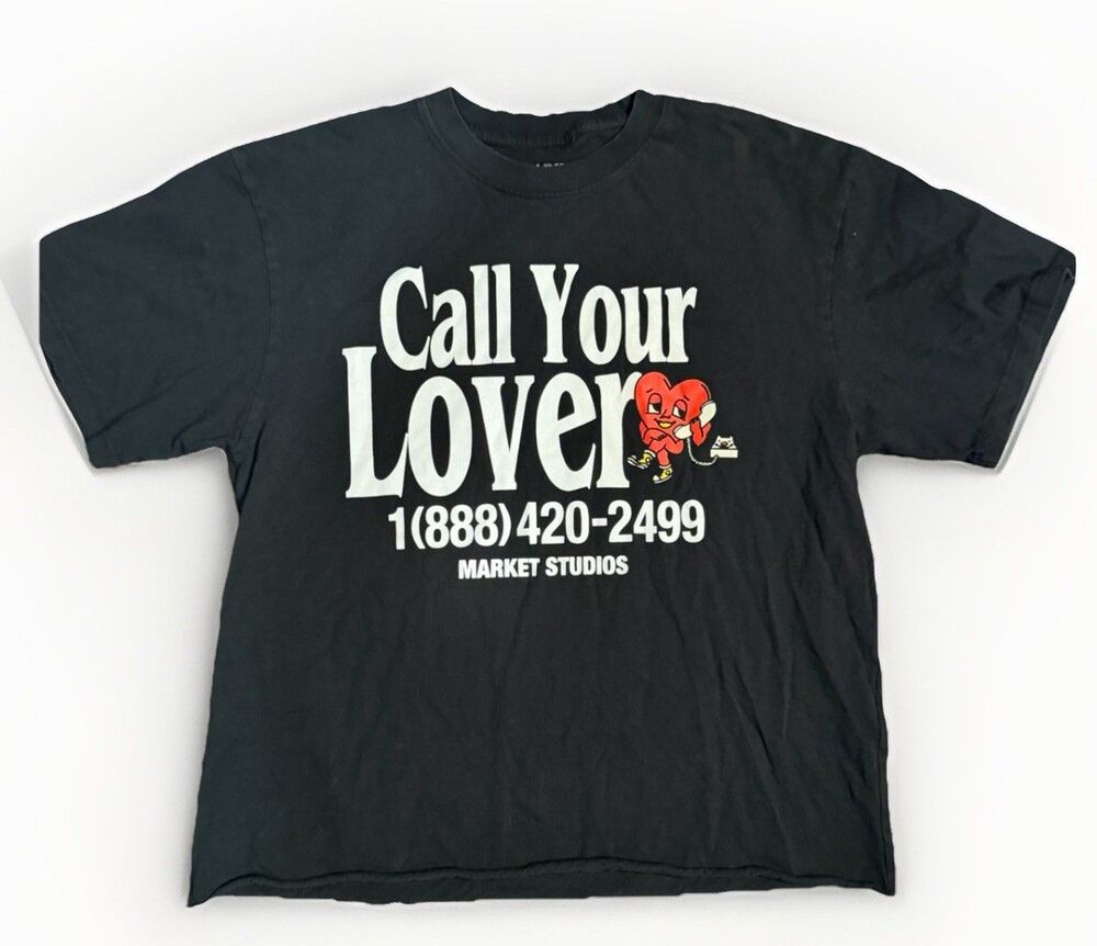 Chinatown Market Call Your Lover TShirt Black Men’s Large Boxy Skatercore Street